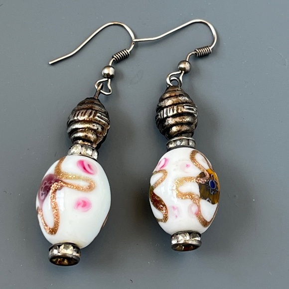 Artisnal glass bead earrings, Murano glass. - Picture 1 of 11